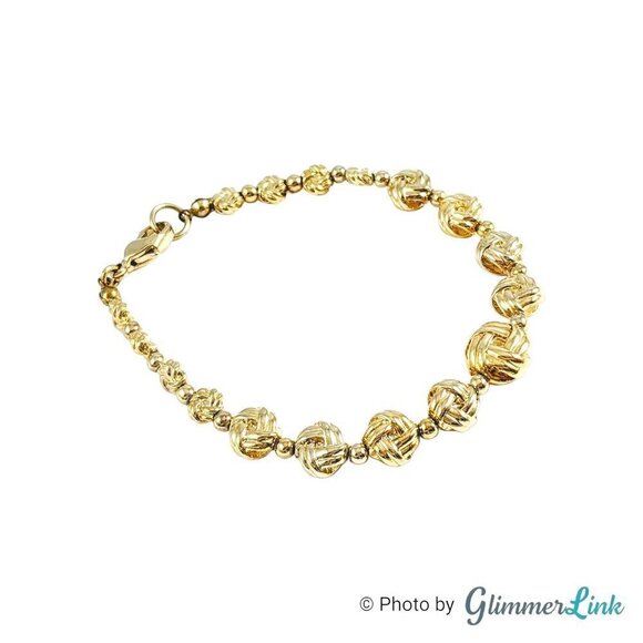 Rosette Faux Monkey Fist Knot Graduated Gold Tone Bracelet - Picture 1 of 9
